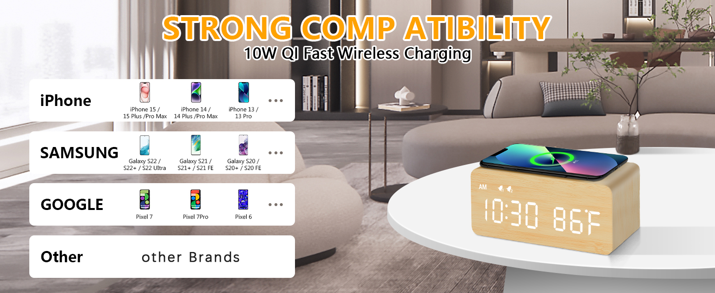 wireless charging clock