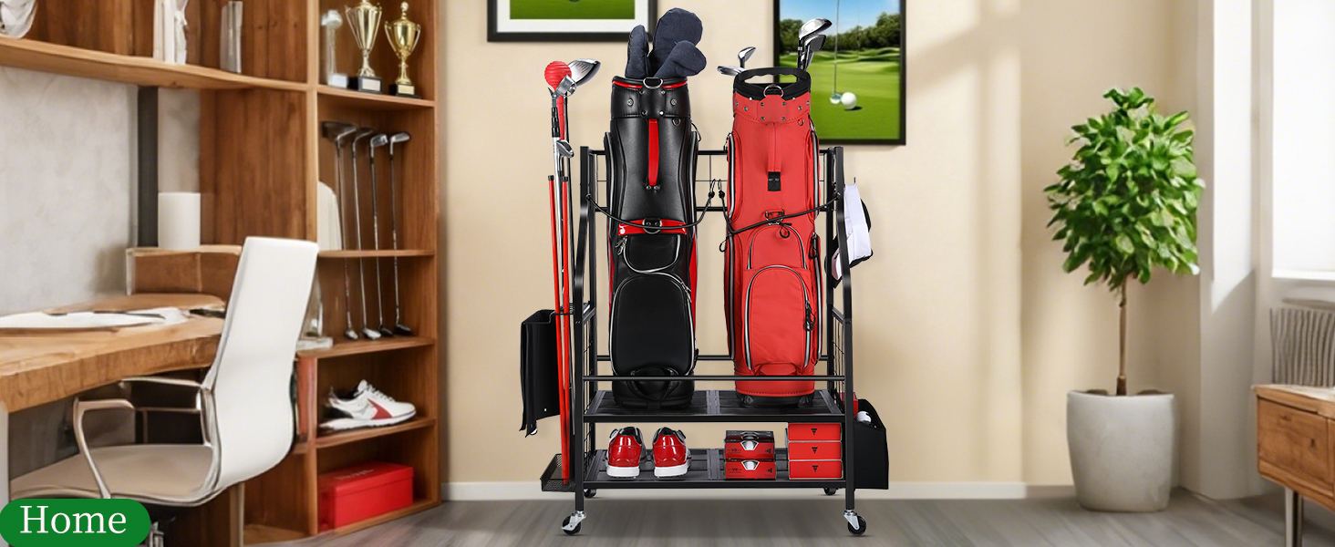 Golf Bag Storage Rack for Garage, Golf Bag Organizer and Golf Accessories, Golf Bag Storage Stand
