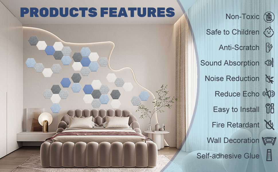 Amantech hexagon acoustic panel acoustic foam sound proof foam panels sound absorbing panel