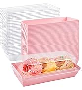 Ocmoiy Charcuterie Boxes with Clear Lids, 50 Pack Pink Bakery Boxes, Cookie Boxes, Small Treat Bo...