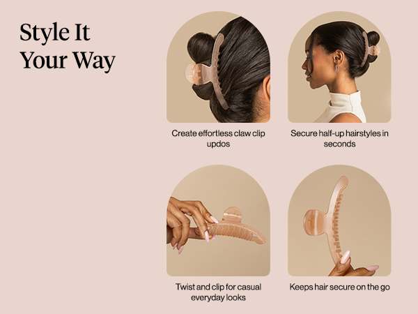 Kitsch Arched Hair Clips For Women Recycled Plastic Claw Clips Secure Hold. Comfortable All-Day
