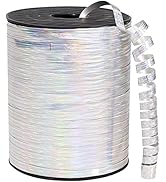 PartyWoo Silver Ribbon, 500 Yard Curling Ribbon for Crafts, Iridescent Crimped Ribbon, Shiny Meta...