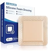 Silicone Foam Dressing with Adhesive Border 10 Pack, 4x4 Inch, Super Absorbent Waterproof Bandage...