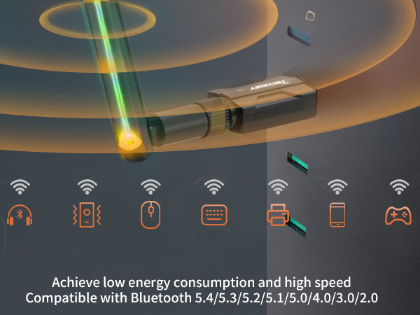 USB Bluetooth 5.4 Adapter for Desktop PC: Long Range Wireless Dongle with 5dBi Antenna Plug & Play