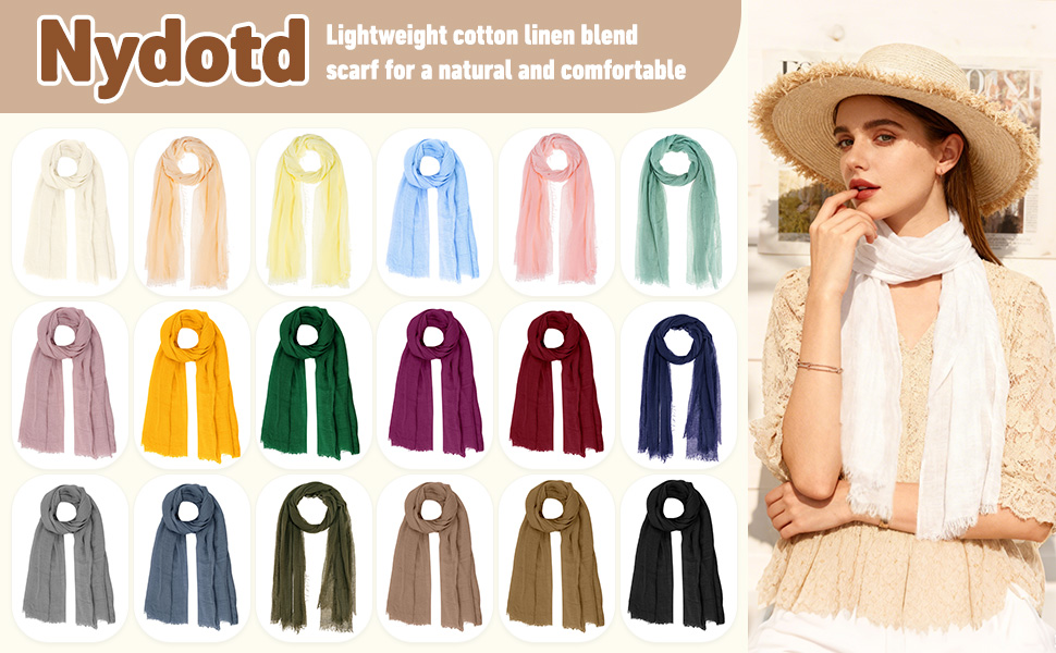 Women Summer Cotton Linen Scarf