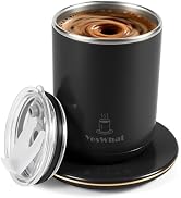 Temperature Control Self Stirring Coffee Mug with Lid, Automatic Heated Coffee Milk Cocoa Cup, Bl...
