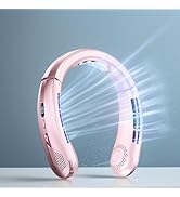 Portable Neck Cooling Fan, 100-Speed, Bladeless Design, USB-C Rechargeable, Ultra Quiet, Gray/Whi...