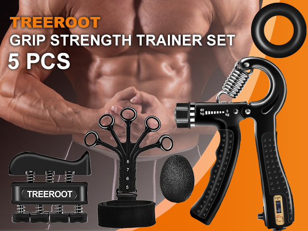 Grip Strength Trainer Kit, Hand Gripper Strengthener
