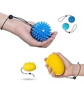 Hand balls for exercise and physical therapy (2 Pack) - Adjustable Wrist Strap to Prevent Falling...