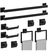 Bubxo 10-Pieces Matte Black Bathroom Accessories Set, 24 Inch Bathroom Hardware Set, SUS304 Stain...