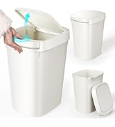 CEROELDA 3 Pack Bathroom Small Trash Can with Lid, 10L/2.6 Gal Slim Garbage Can with Press Top Li...