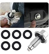 M12*1.75 Car Magnetic Oil Drain Plug with 5PCS Oil Drain Plug Gasket OEM#EJ7Z-6730-A,Sturdy Magne...