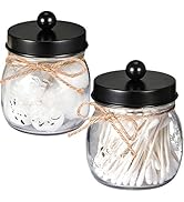 SheeChung 2 Pack Qtip Holders, Black Bathroom Decor, Cotton Swab Holders, Bathroom Jars, Restroom...