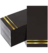 BUCLA 100-Count 3-PlyBlack and Gold Napkins - Black Paper Napkins Disposable Premium Quality - Di...