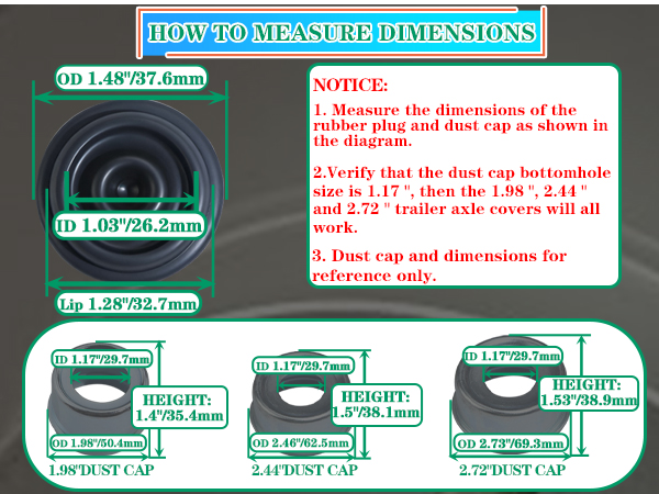 Fit for dust caps of 1.98inch , 2.44inch, 2.72inch