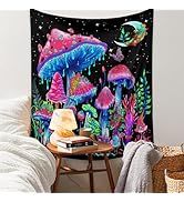 48x36 Inches Blacklight Tapestry for Bedroom Cool Wall Tapestry Blacklight Mushroom Tapestries Gl...