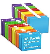 V-Opitos 36 Pack 1 Inch Expansion Hanging File Folders, Letter Size Hanging Folders with 1/5-Cut ...