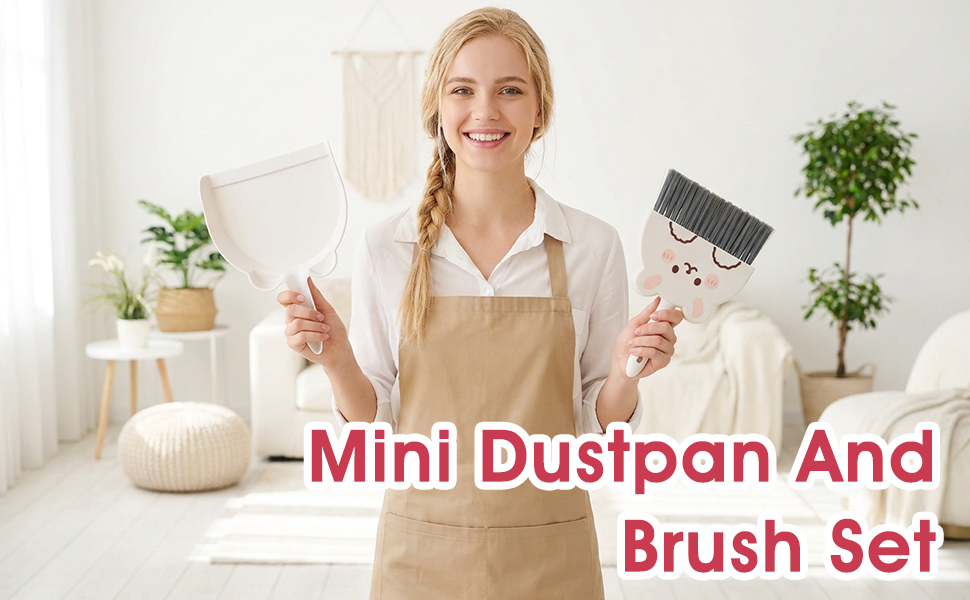 Small White Broom and Dustpan Set