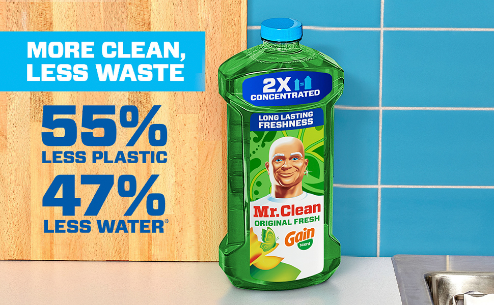 Mr. Clean Multi Surface Cleaner with Gain Original Scent - More Clean, Less Waste 