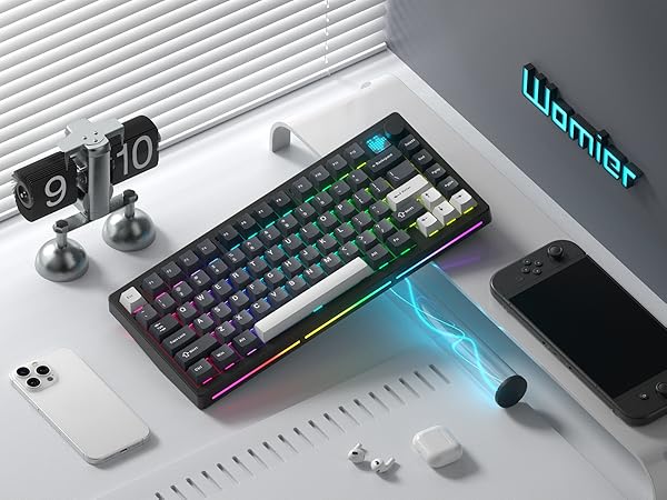 75% Wireless Mechanical Gaming Keyboard Bluetooth 5.0/2.4GHz/USB C Thocky Creamy Keyboard