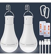 USB Rechargeable Light Bulb with Remote and Timer, Battery Backup Emergency Light Bulbs for Home ...