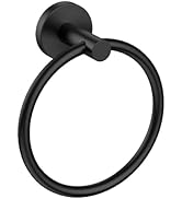 USHOWER Matte Black Towel Ring, Hand Towel Holder for Bathroom Wall Mounted, Durable 304 Stainles...