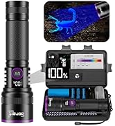 365nm UV Black Light Flashlight - 30w Powerful UV Flashlight with Filter Lens Rechargeable Ultrav...