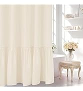 Seenus Soft Microfiber Ruffle Shower Curtain with Waterproof TPU Backed, Cream French Country Ruc...