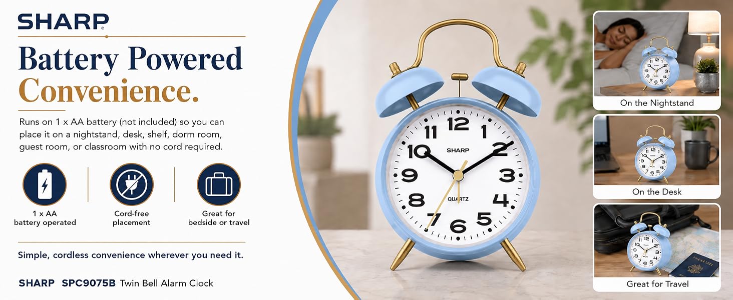 super loud retro alarm twin bell mid century modern old bedroom bedside cool easy viintage clock