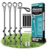 Ground Anchors Screw in 4Pcs, Trampoline Stakes Anchors with Straps Resistant High Wind, Earth An...
