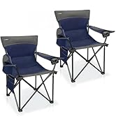 Oversized Camping Chair for Adults - 2 Pack Padded Lawn Chairs with Cup Holder &amp; Side Pocket,Heav...