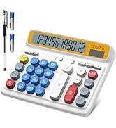 Desktop Calculator with Extra Large 5-Inch LCD Display, 12-Digit Two Way Power Solar & Battery Of...