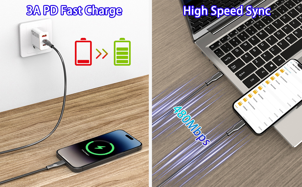 metal braided lightning cable for iphone