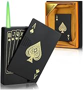 Jet Torch Butane Lighter, Windproof Cool Lighter Playing Cards Lighter Design Refillable Torch Li...
