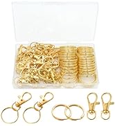 60 Pcs Premium Gold Swivel Clasps Lanyard Snap Hooks with Key Rings, Key Chain Clip Hooks Lobster...