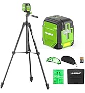 Laser Level with 60in Tripod, HUEPAR 98Ft Self Leveling Laser Level Green Line Laser Cross Line L...