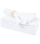 Cloth Napkins Set of 6 Washable Dinner Napkins Square 18X18 Inch White Reusable Table Napkin with...