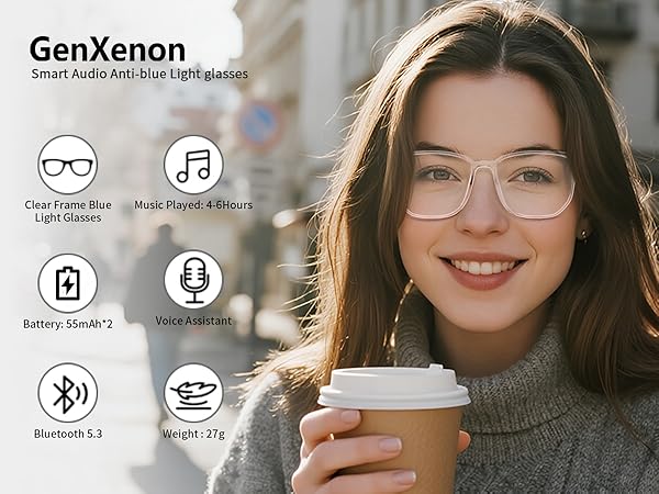 smart audio glasses clear frame blue light glasses