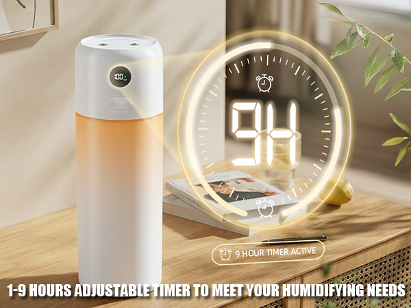 1-9 hours adjustable timer to meet your humidifying needs