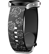 DaQin Glossy Floral Engraved Bands Compatible with Galaxy Watch 7 6 5 4 40mm 44mm/5 Pro/ 6 Classi...