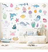 AOWDIAO 58 Pcs Ocean Animals Wall Decals - Peel and Stick Under The Sea Kids’ Room &amp; Nursery Decor