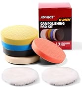 Avhrit 7-PCS Car Detailing Polishing Pad Set: Compatible with 6" Backing Plates, Features Dual Ac...