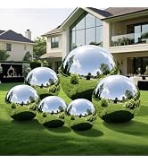 Silver 6PCS Inflatable Mirror Ball Set,Reusable PVC Mirror Balls Large Event Decoration Hanging&amp;S...