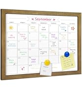 Dry Erase Monthly Calendar Whiteboard, Magnetic Surface White Board for Wall, Office/School/Home,...
