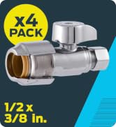 SharkBite Max 1/2 x 3/8 Inch Compression Straight Stop Valve, Quarter Turn, Push to Connect Brass...