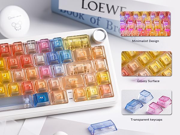 Clear keycaps Set,Translucent Jelly Key caps Shine Through keycaps,Cherry Profile Custom keycaps