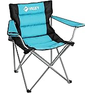 VILLEY Camping Chairs, Padded Folding Chair, Outdoor Portable High Camp Chair, Foldable Outside A...