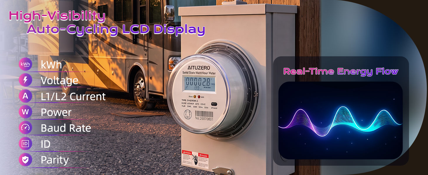 kwh meter submeter ansi 2s plugin bidirectional modbus pulse solidstate rental billing rv garage