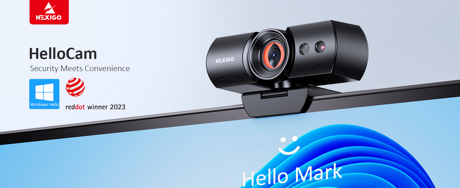 NexiGo HelloCam 1080P Webcam with Windows Hello