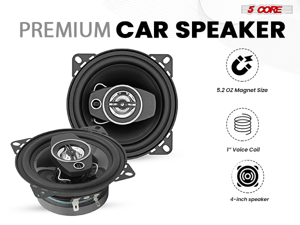 coaxial car speaker audio stereo 2 way full range door dash mount component system loud clear sound